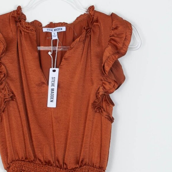 Steve Madden Prairie Dreams Flutter Sleeve Dress In Apricot Womens Small NWT - Picture 2 of 7